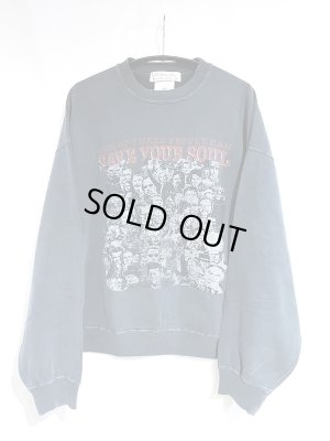 画像1: REMI RELIEF レミレリーフ / ダブルSP加工 裏毛クルー [SAVE YOUR SOUL] BLK