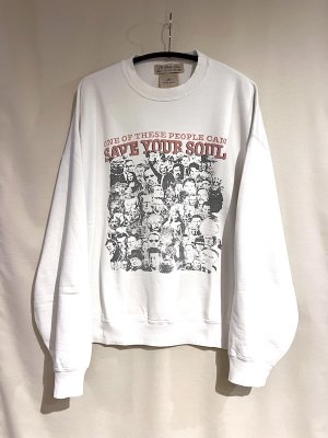画像1: REMI RELIEF レミレリーフ / ダブルSP加工 裏毛クルー [SAVE YOUR SOUL] OFF WHITE