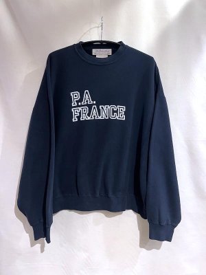 画像1: REMI RELIEF レミレリーフ / SP加工 3飛び裏毛クルー [P.A.FRANCE] BLK
