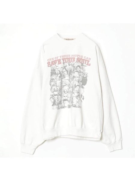 画像1: REMI RELIEF レミレリーフ / ダブルSP加工 裏毛クルー [SAVE YOUR SOUL] OFF WHITE (1)